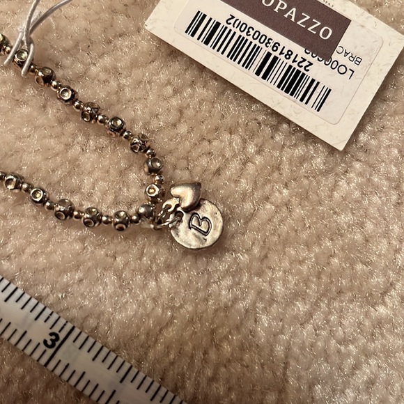 Nib stretch bracelet with a B  and heart charm from Italy - Picture 2 of 2